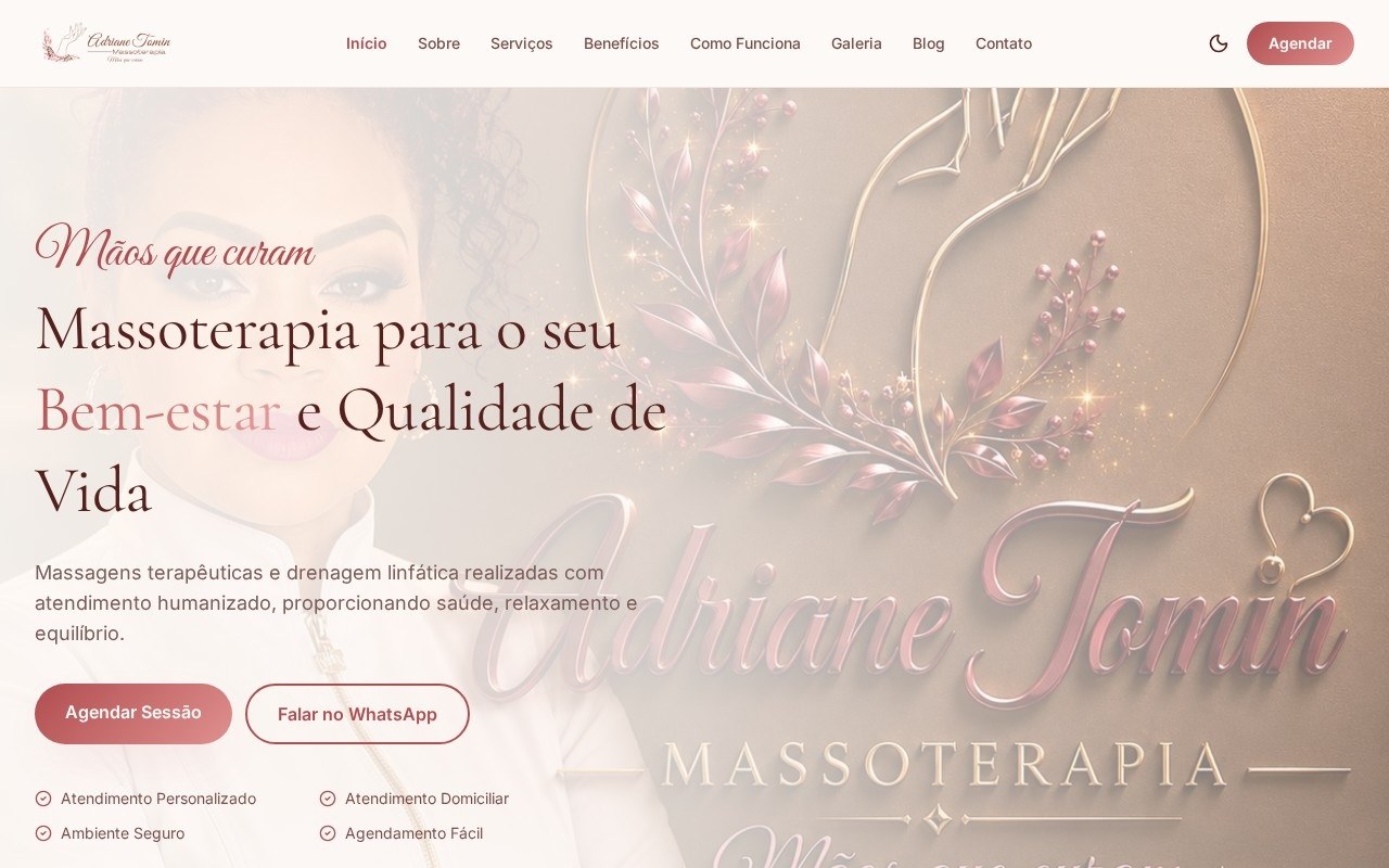 Preview do site Adriane Tomin Massoterapia — projeto entregue pela AtivaSite