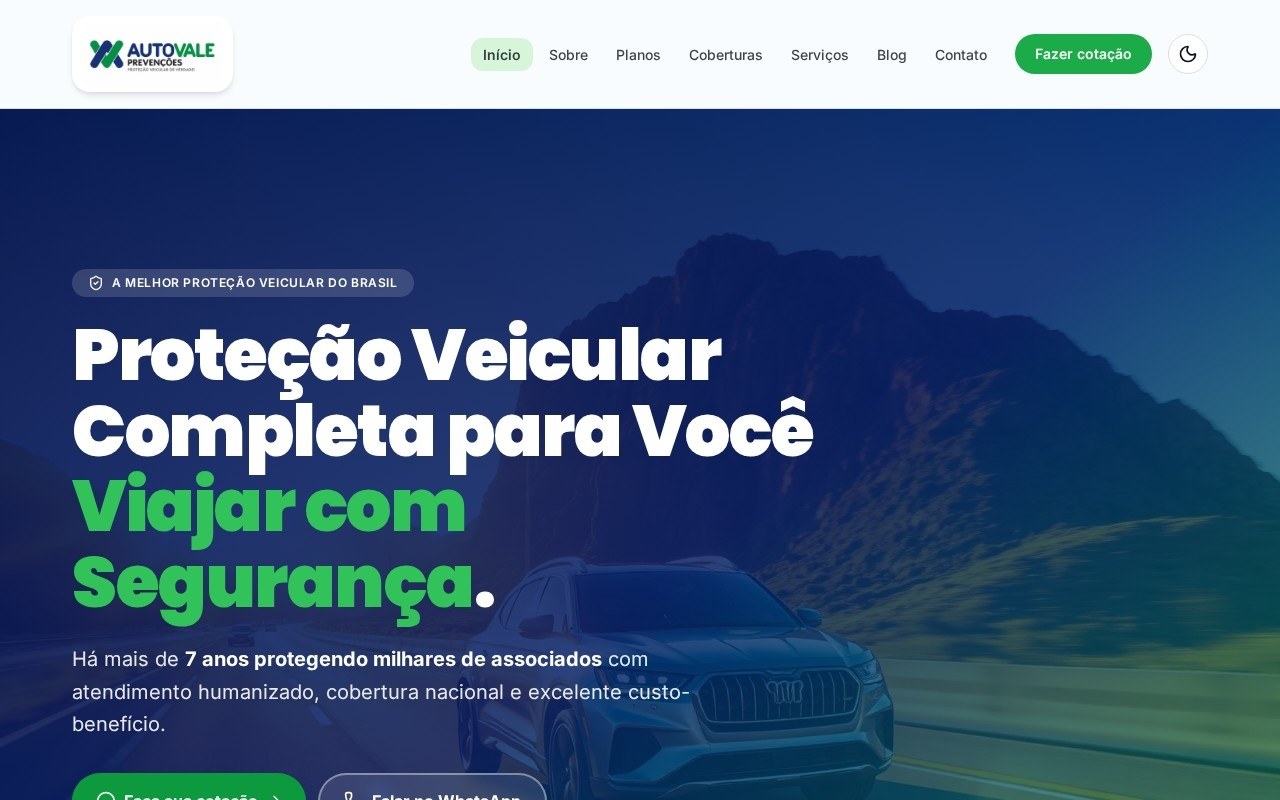 Preview do site AutoVale Prevenções — projeto entregue pela AtivaSite