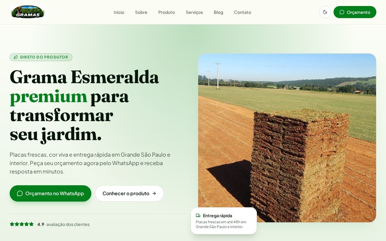 Preview do site BG Gramas — projeto entregue pela AtivaSite