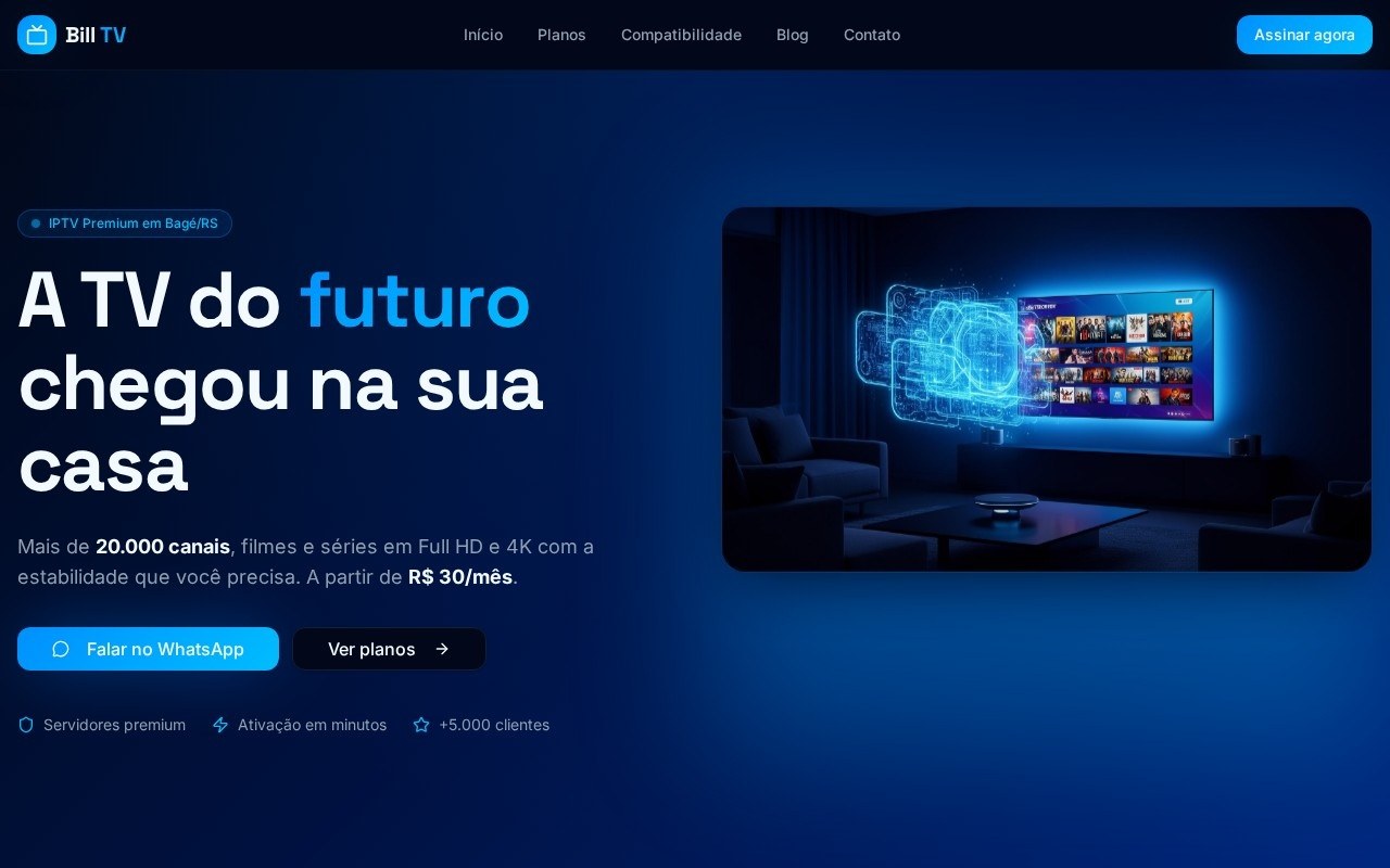 Preview do site Bill TV Streaming — projeto entregue pela AtivaSite