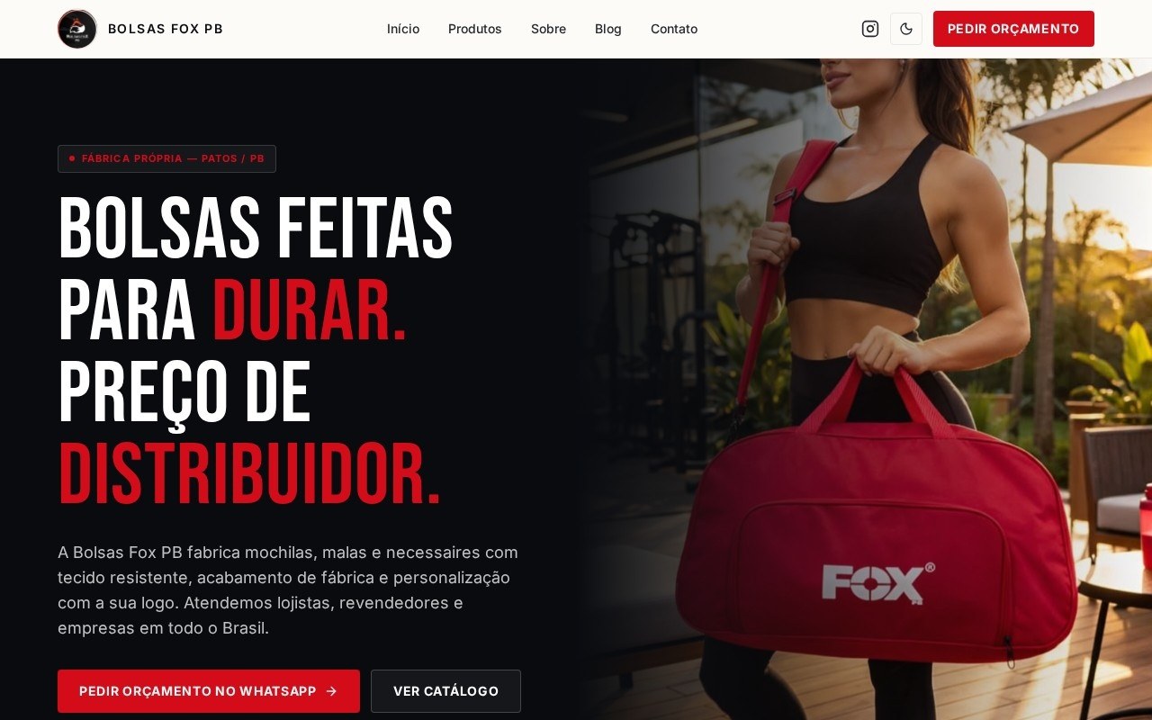 Preview do site Bolsas Fox PB — projeto entregue pela AtivaSite