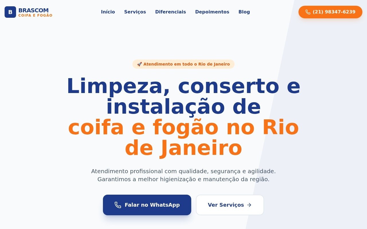 Preview do site Brascom Coifas — projeto entregue pela AtivaSite