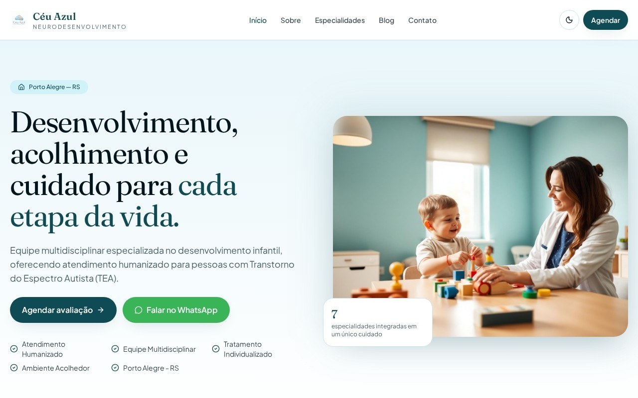Preview do site Céu Azul Neurodesenvolvimento — projeto entregue pela AtivaSite