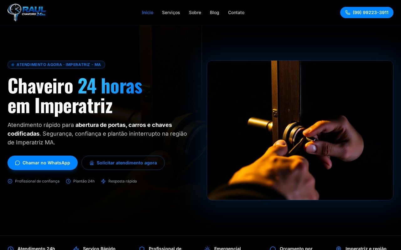 Preview do site Chaveiro 24h Pro — projeto entregue pela AtivaSite