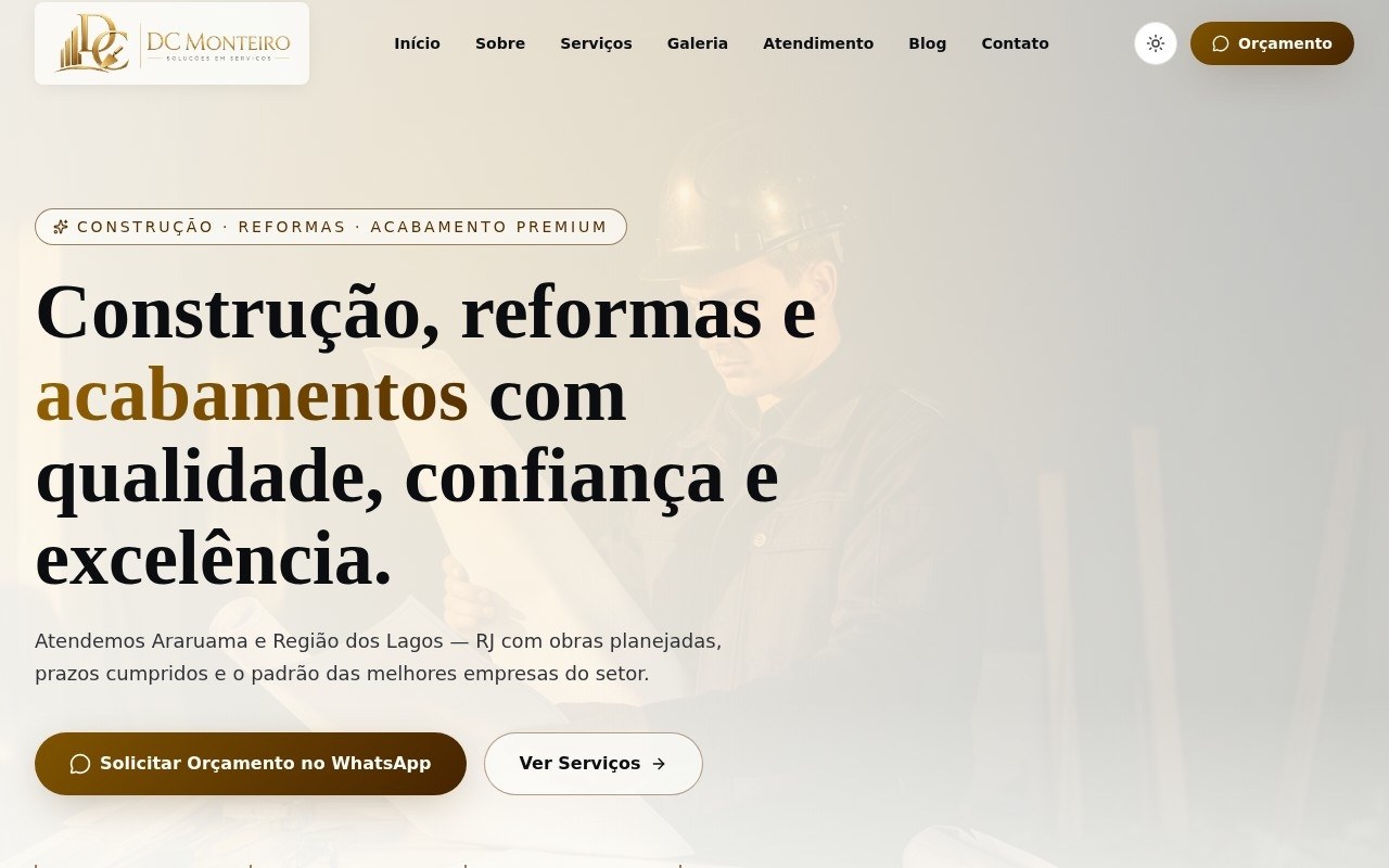 Preview do site DC Monteiro — projeto entregue pela AtivaSite