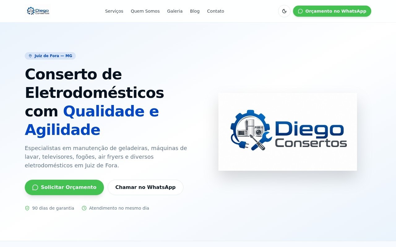 Preview do site Diego Consertos — projeto entregue pela AtivaSite