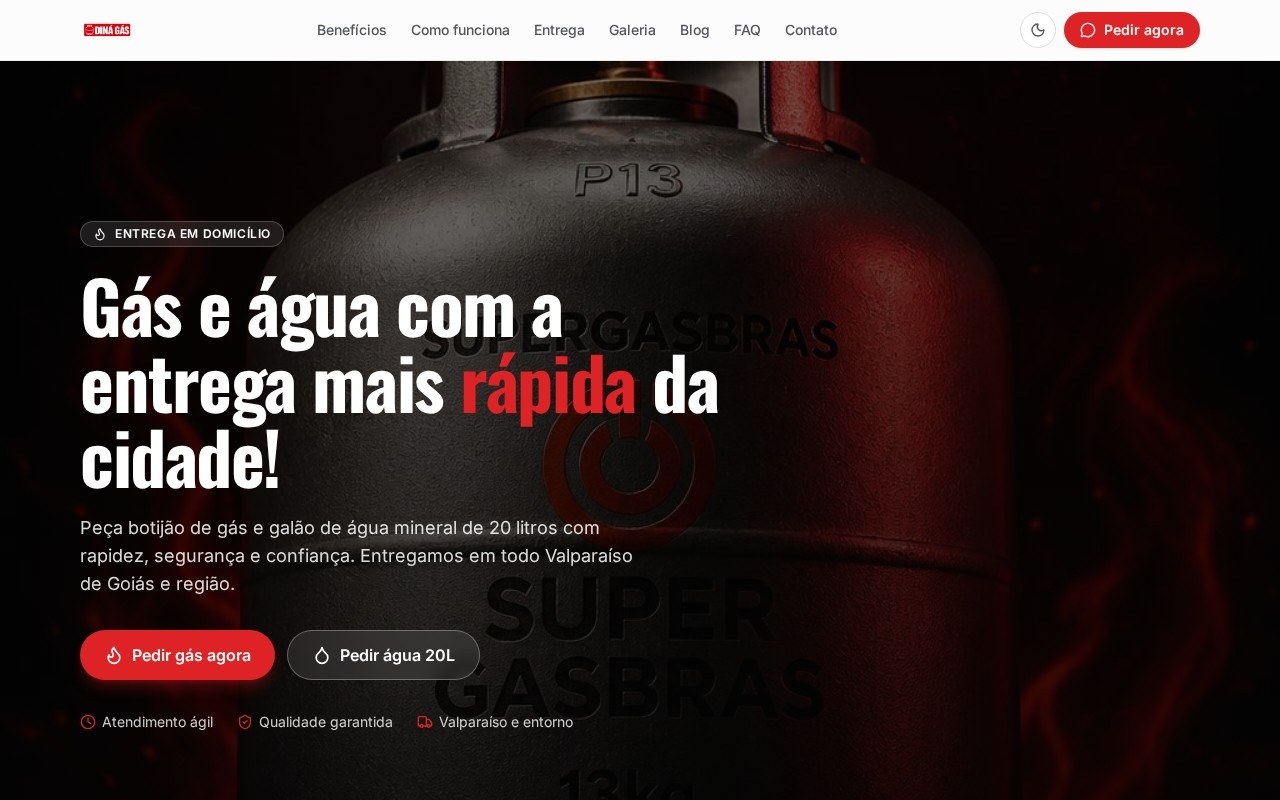 Preview do site Dinah Gás — projeto entregue pela AtivaSite