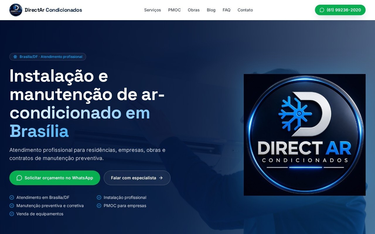Preview do site DirectAr Brasília — projeto entregue pela AtivaSite