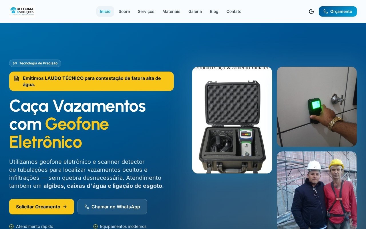 Preview do site DR Reforma & Soluções — projeto entregue pela AtivaSite