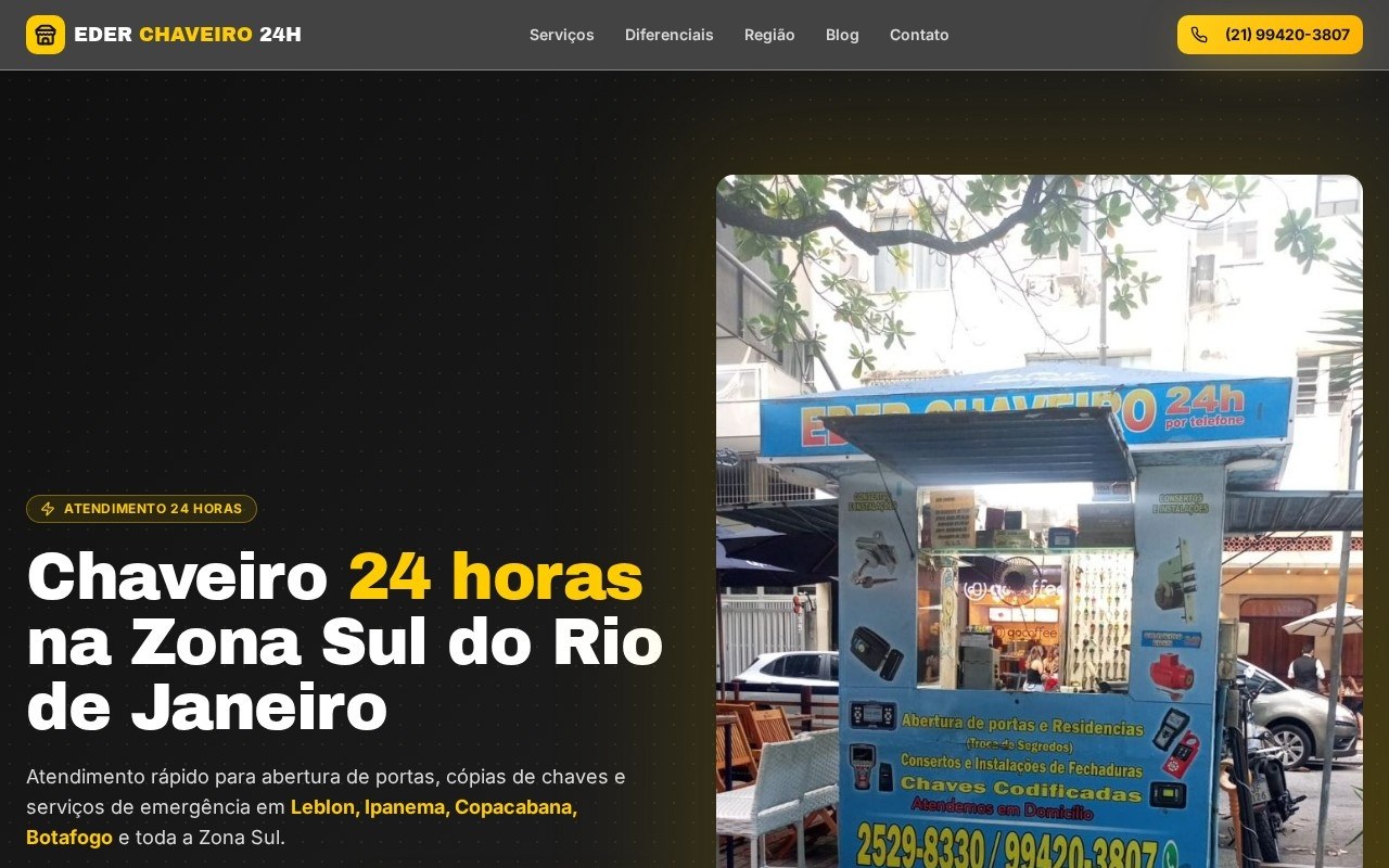 Preview do site Eder Chaveiro — projeto entregue pela AtivaSite