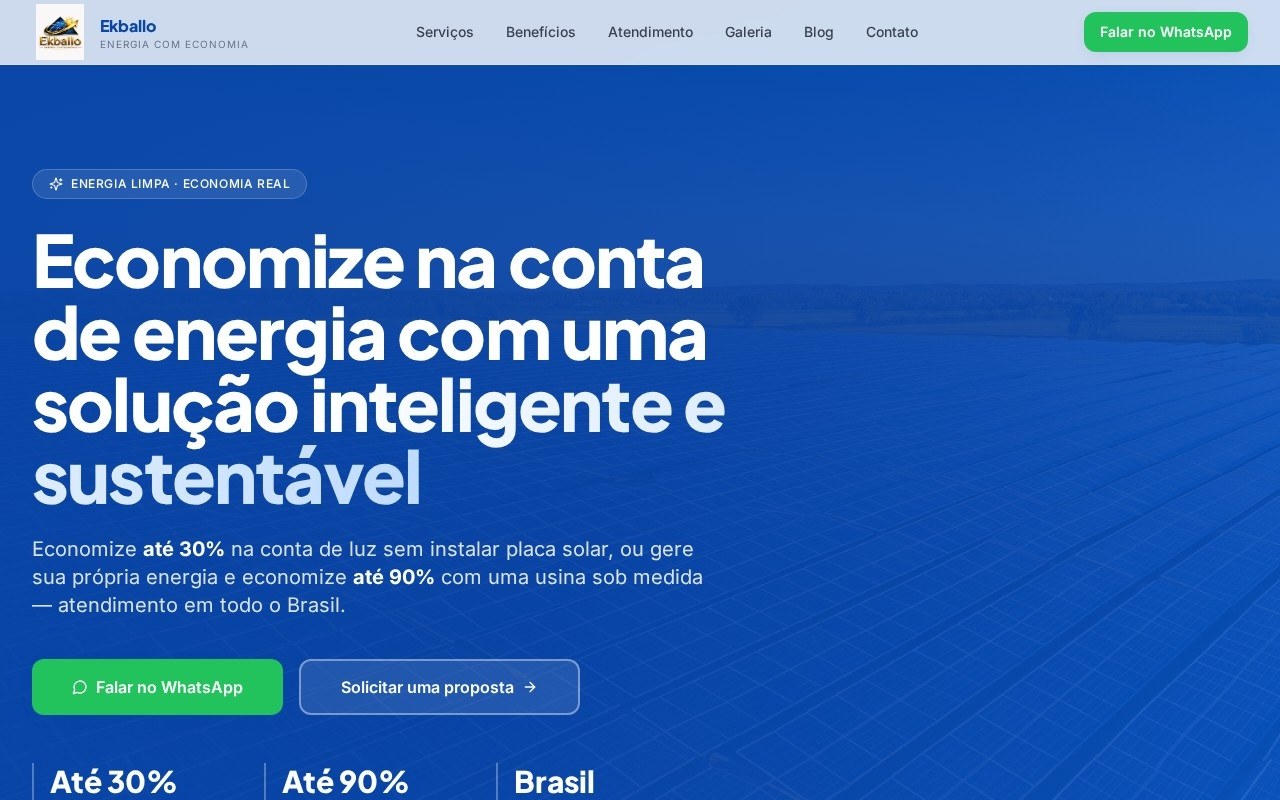 Preview do site Ekballo Energia — projeto entregue pela AtivaSite