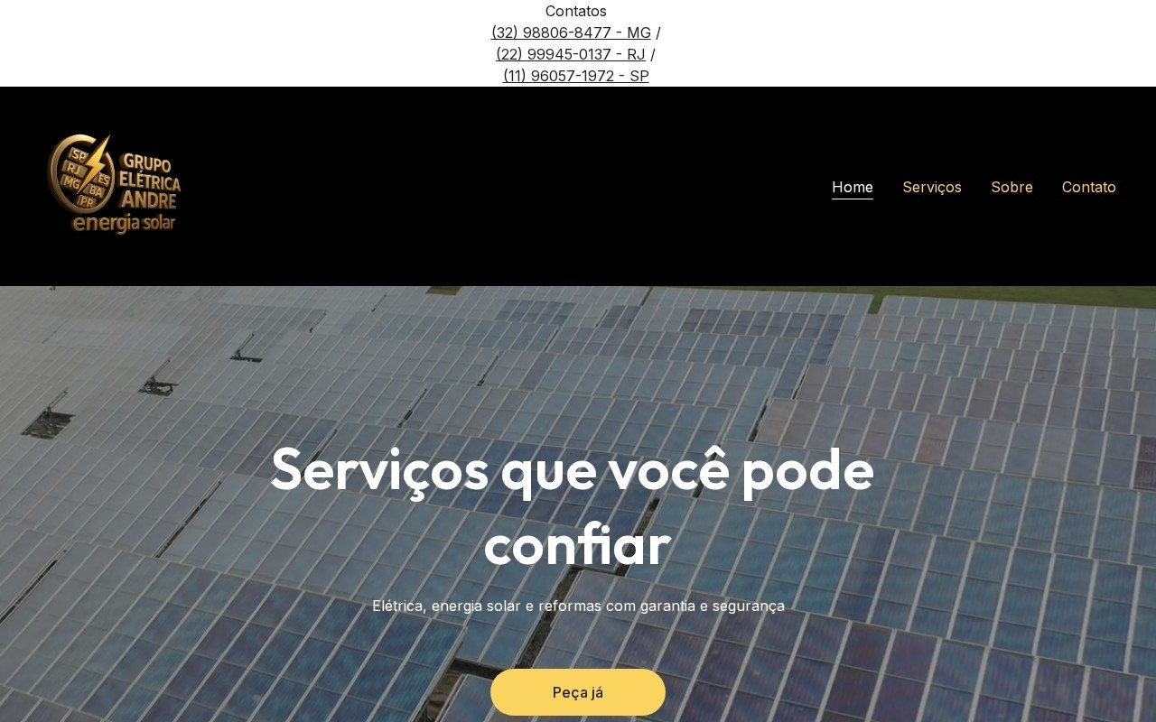 Preview do site Elétrica Solar André — projeto entregue pela AtivaSite