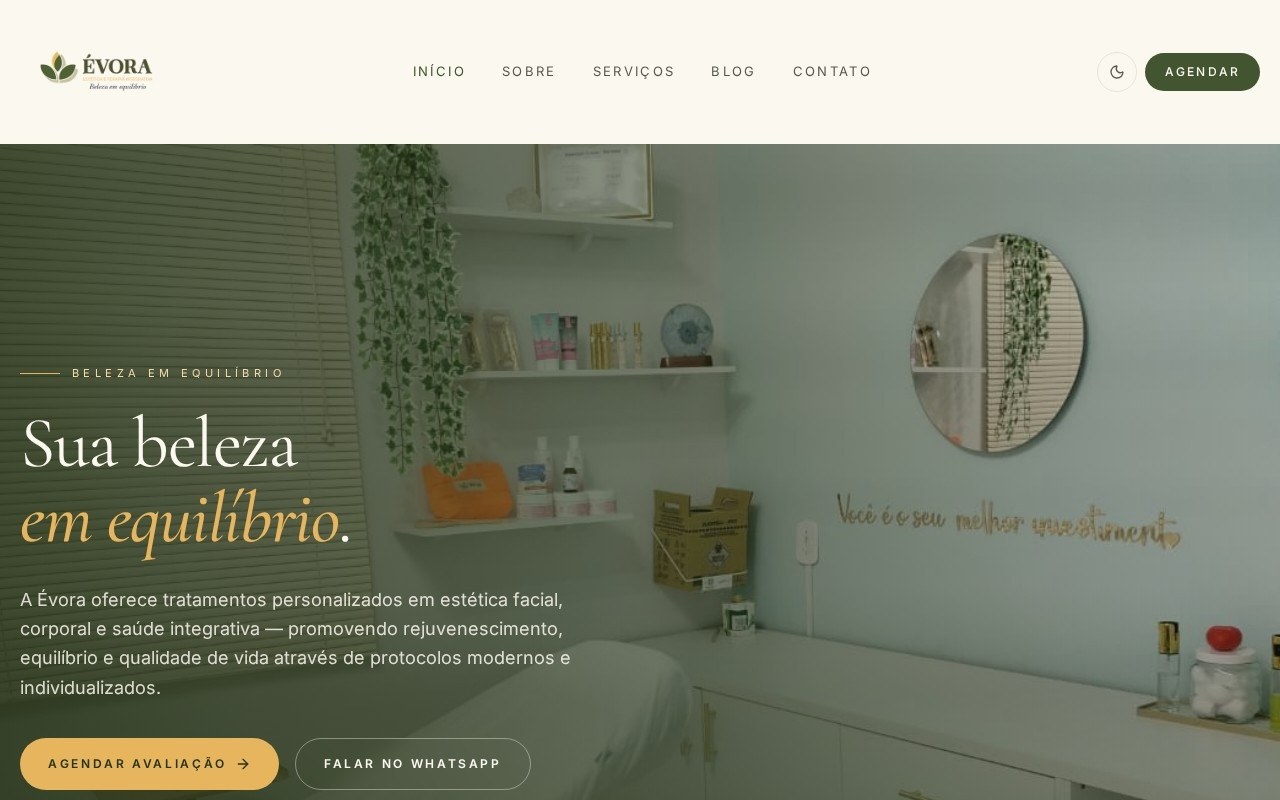 Preview do site Évora Cristalina — projeto entregue pela AtivaSite