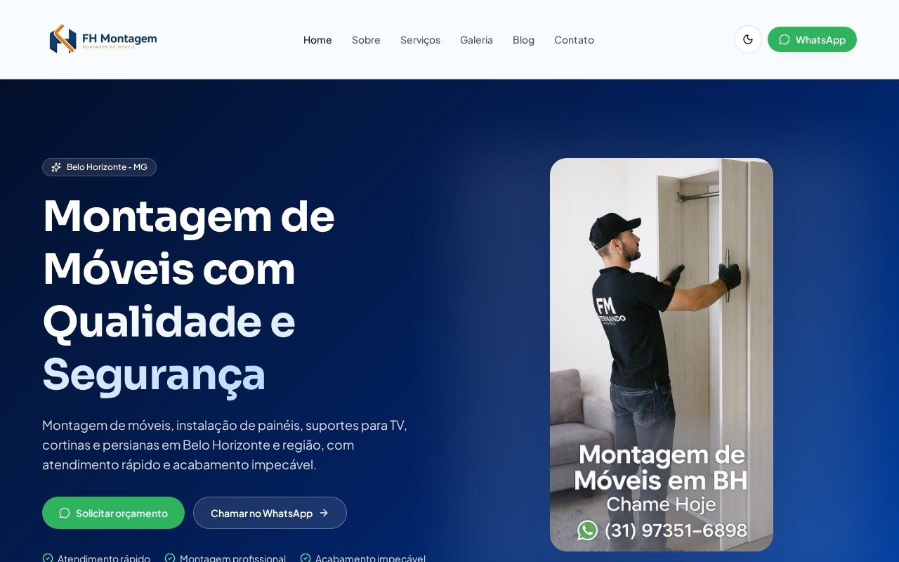 Preview do site FH Montagem — projeto entregue pela AtivaSite