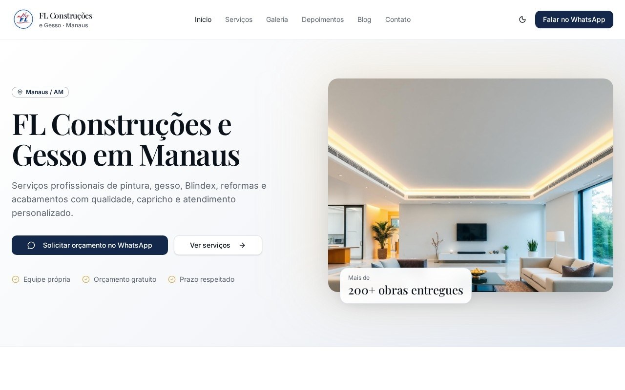 Preview do site FL Construção — projeto entregue pela AtivaSite