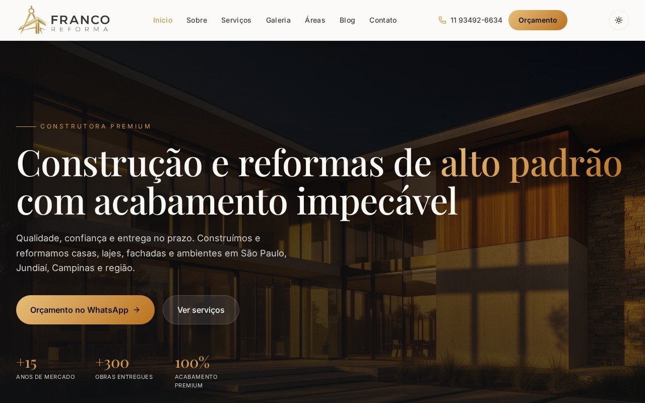 Preview do site Franco Reforma — projeto entregue pela AtivaSite