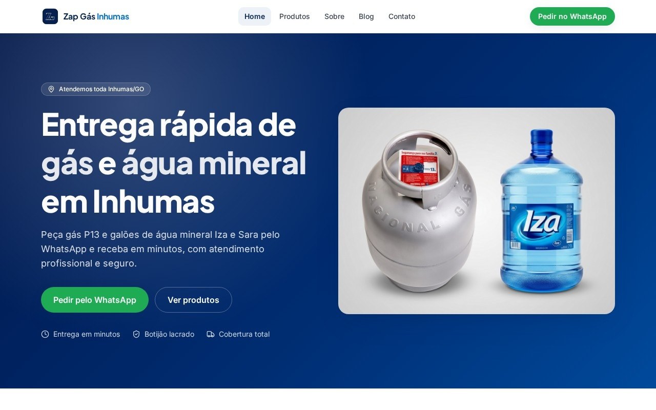Preview do site Gás e Água Zap — projeto entregue pela AtivaSite