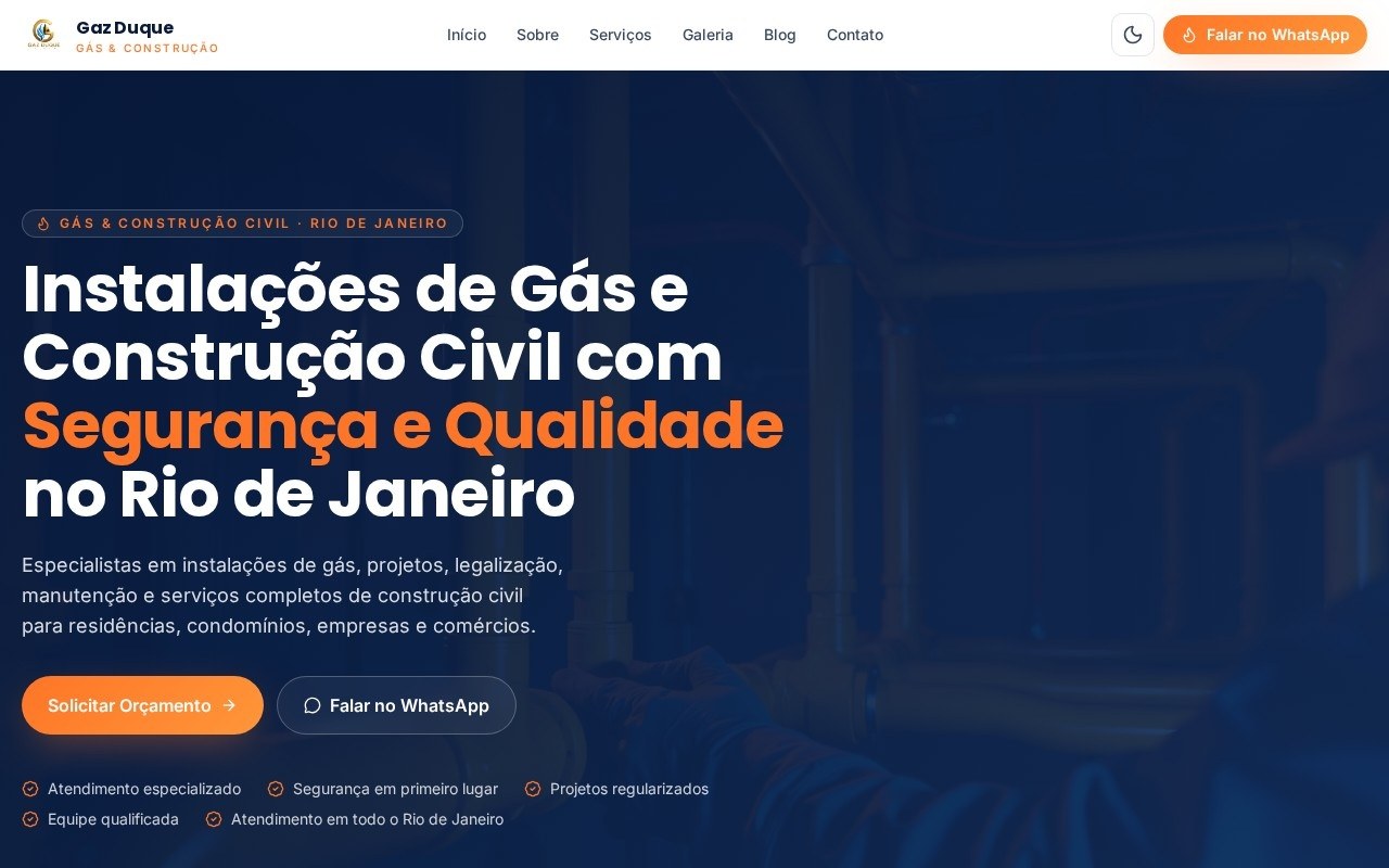 Preview do site Gaz Duque — projeto entregue pela AtivaSite