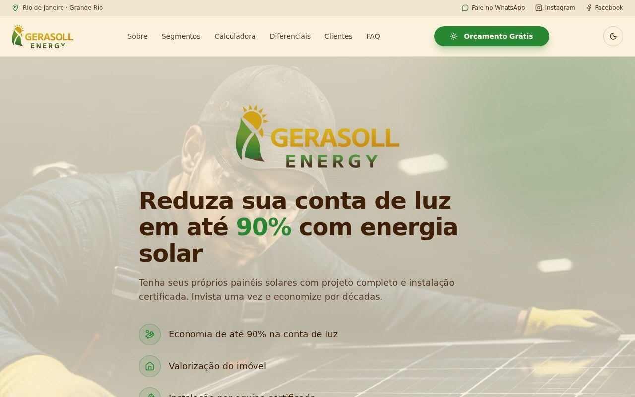 Preview do site GeraSol Energy — projeto entregue pela AtivaSite