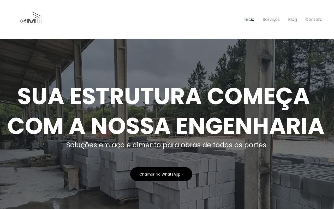 Preview do site GM Estruturas — projeto entregue pela AtivaSite