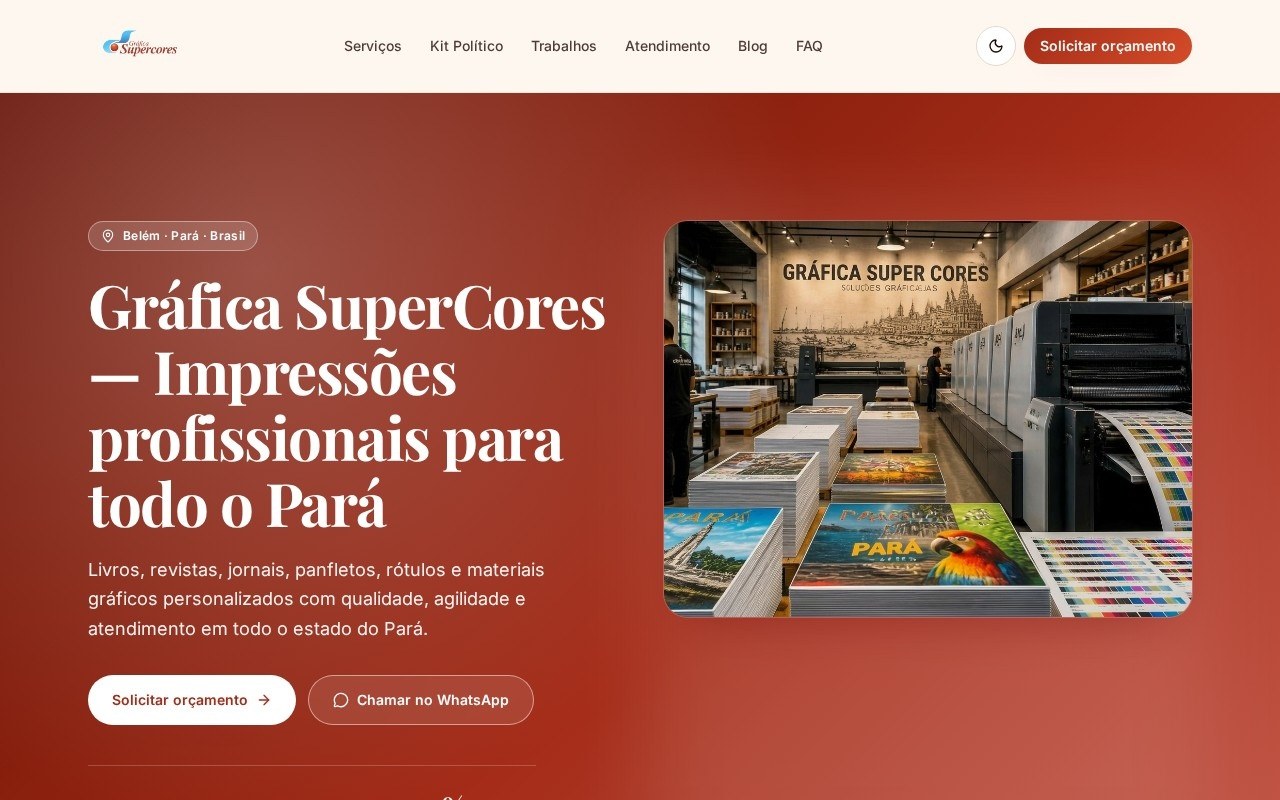 Preview do site Gráfica Super Cores — projeto entregue pela AtivaSite