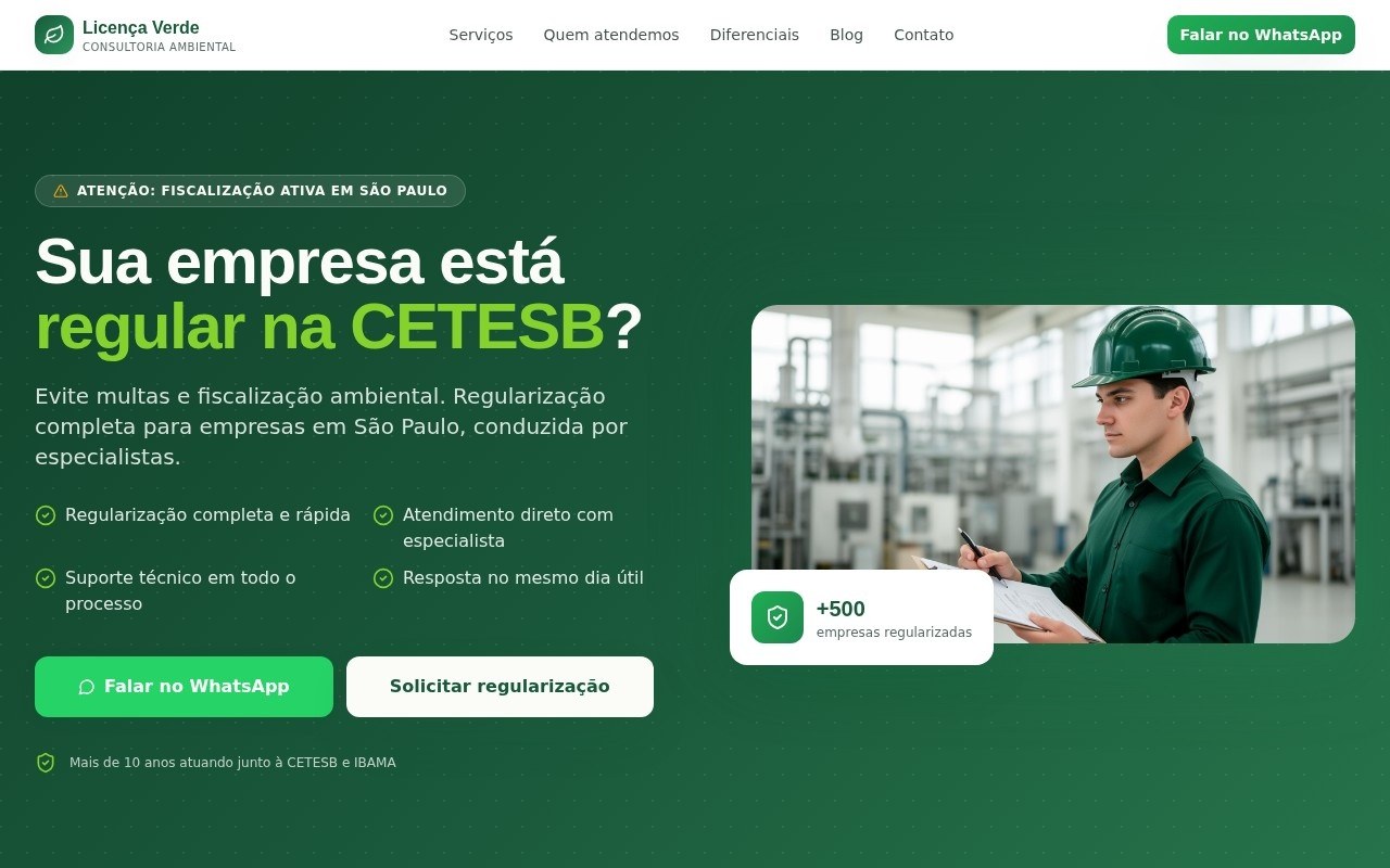 Preview do site Green License — projeto entregue pela AtivaSite