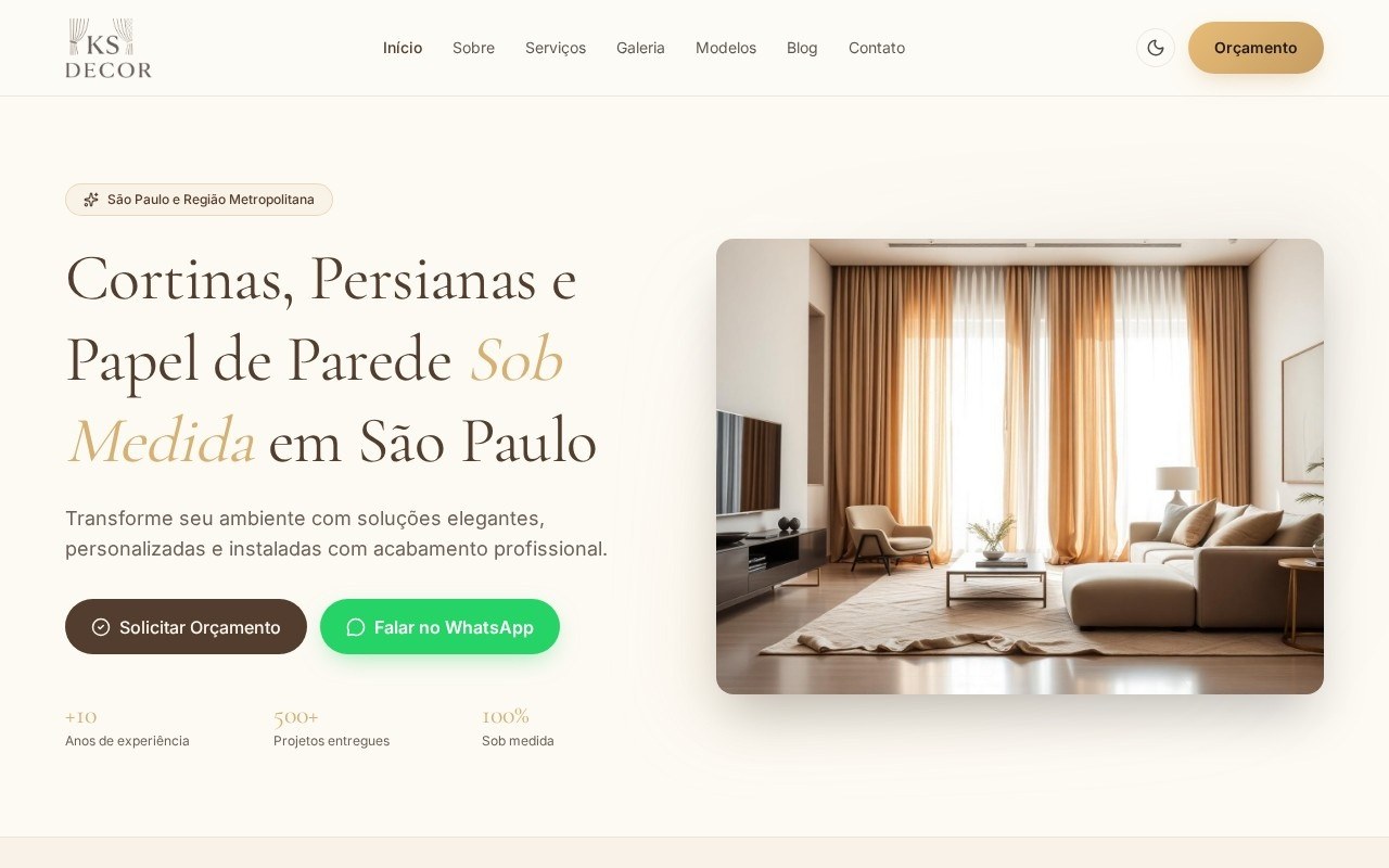 Preview do site KS Decor — projeto entregue pela AtivaSite