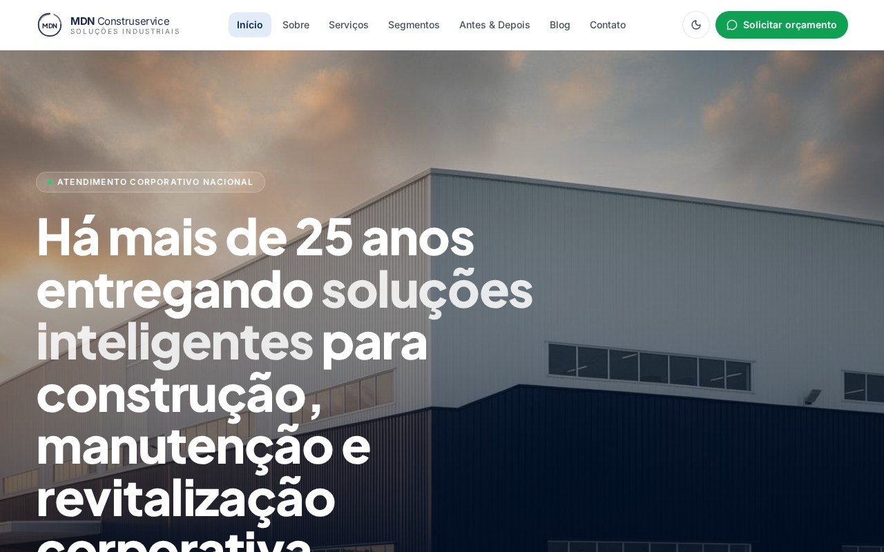 Preview do site MDN ConstruService — projeto entregue pela AtivaSite