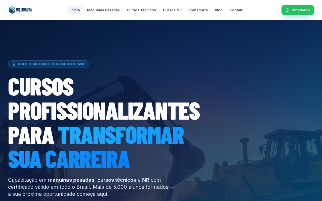 Preview do site MGS Cursos — projeto entregue pela AtivaSite