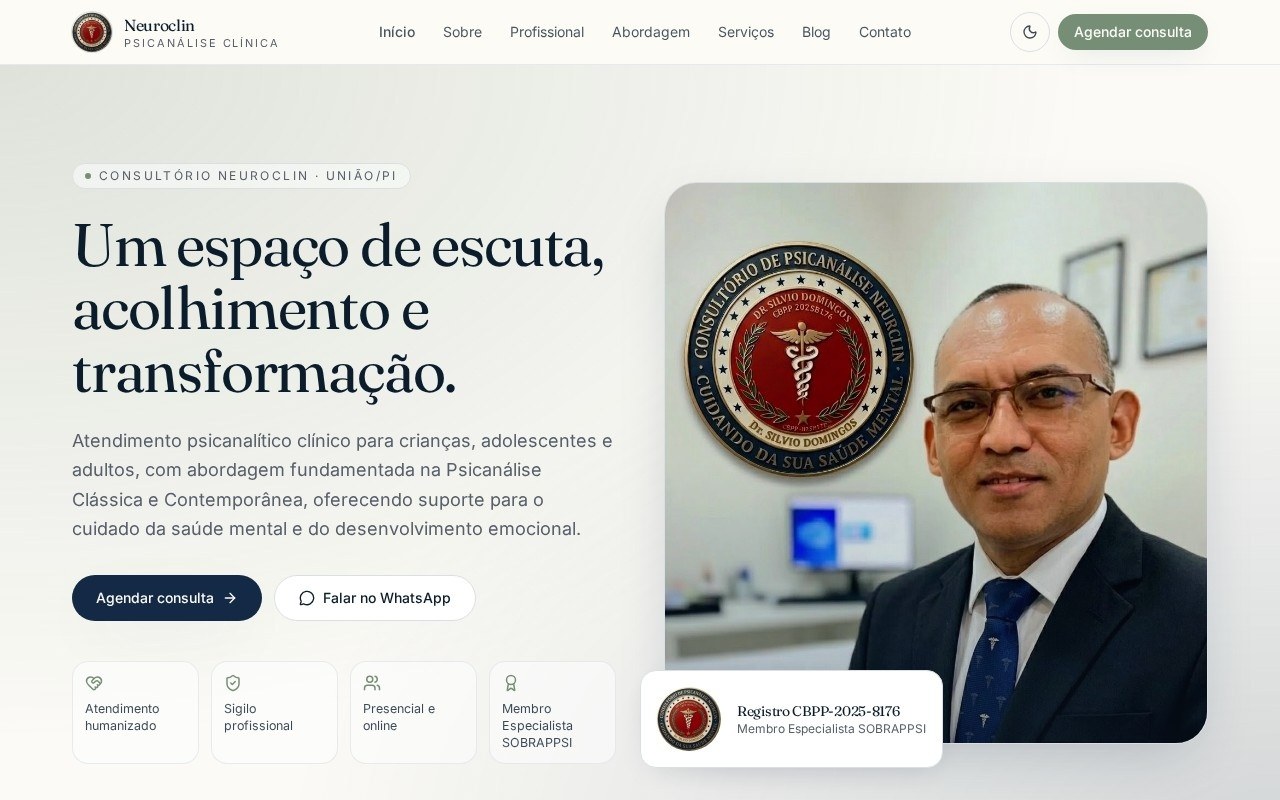 Preview do site Neuroclin — Dr. Sílvio Domingos — projeto entregue pela AtivaSite