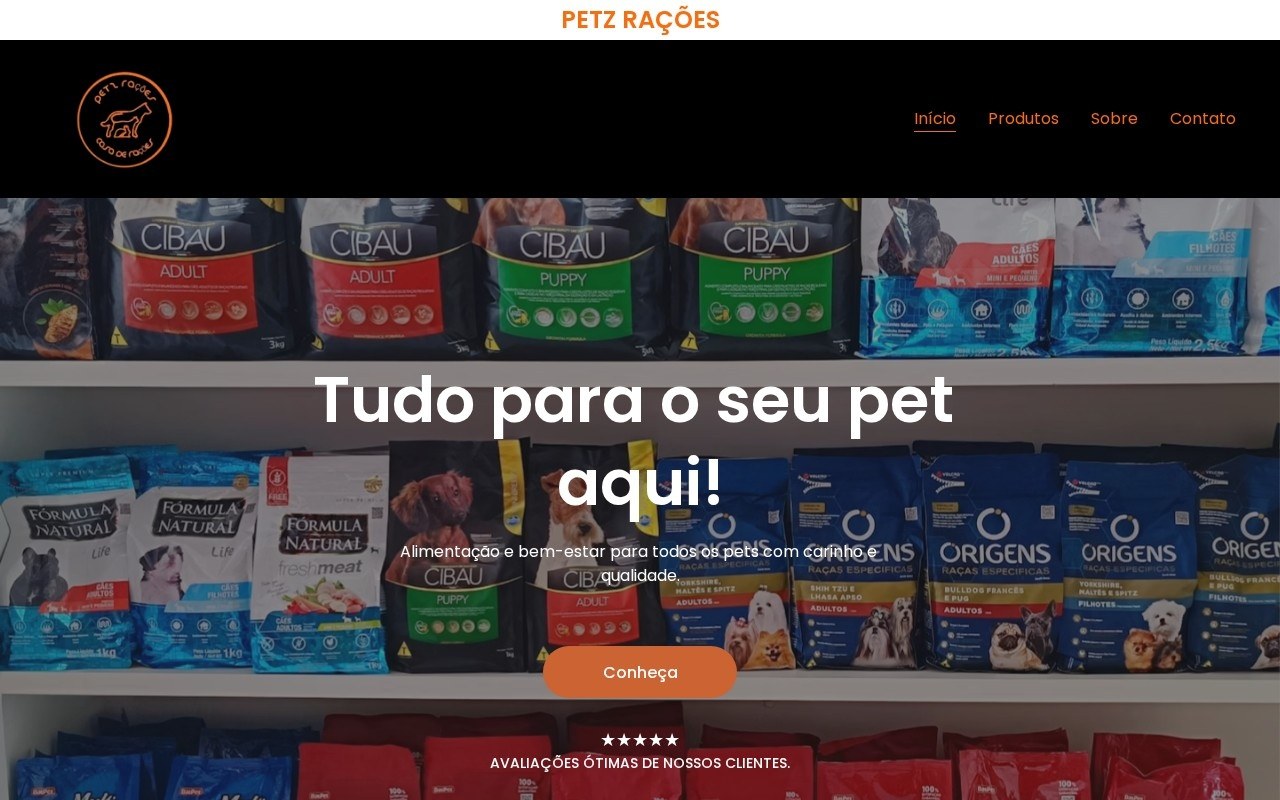 Preview do site Petz Rações — projeto entregue pela AtivaSite