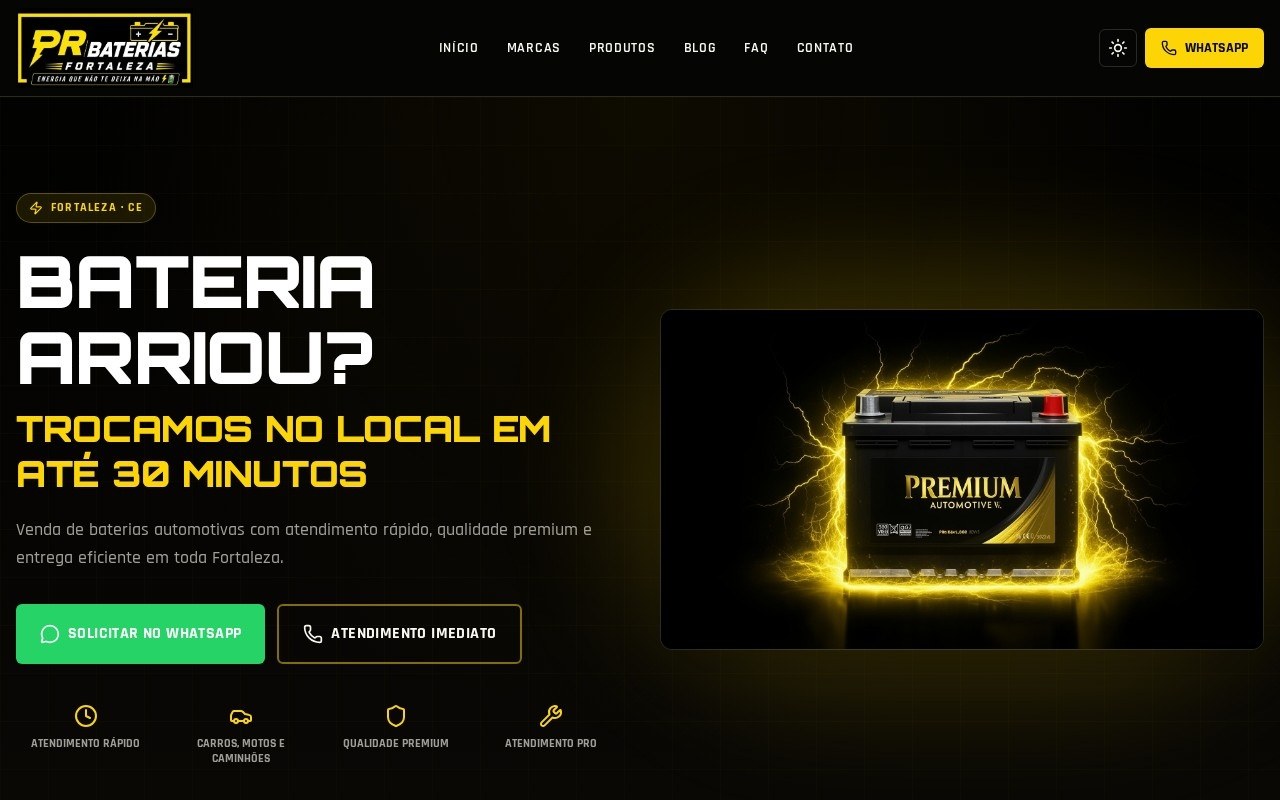 Preview do site PR Baterias Fortaleza — projeto entregue pela AtivaSite