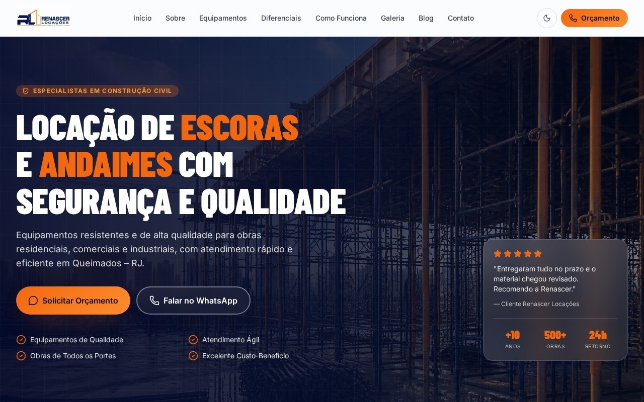 Preview do site Renascer Locações — projeto entregue pela AtivaSite