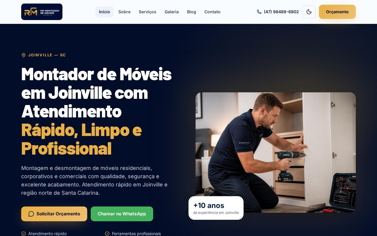 Preview do site RM Montagem de Móveis — projeto entregue pela AtivaSite