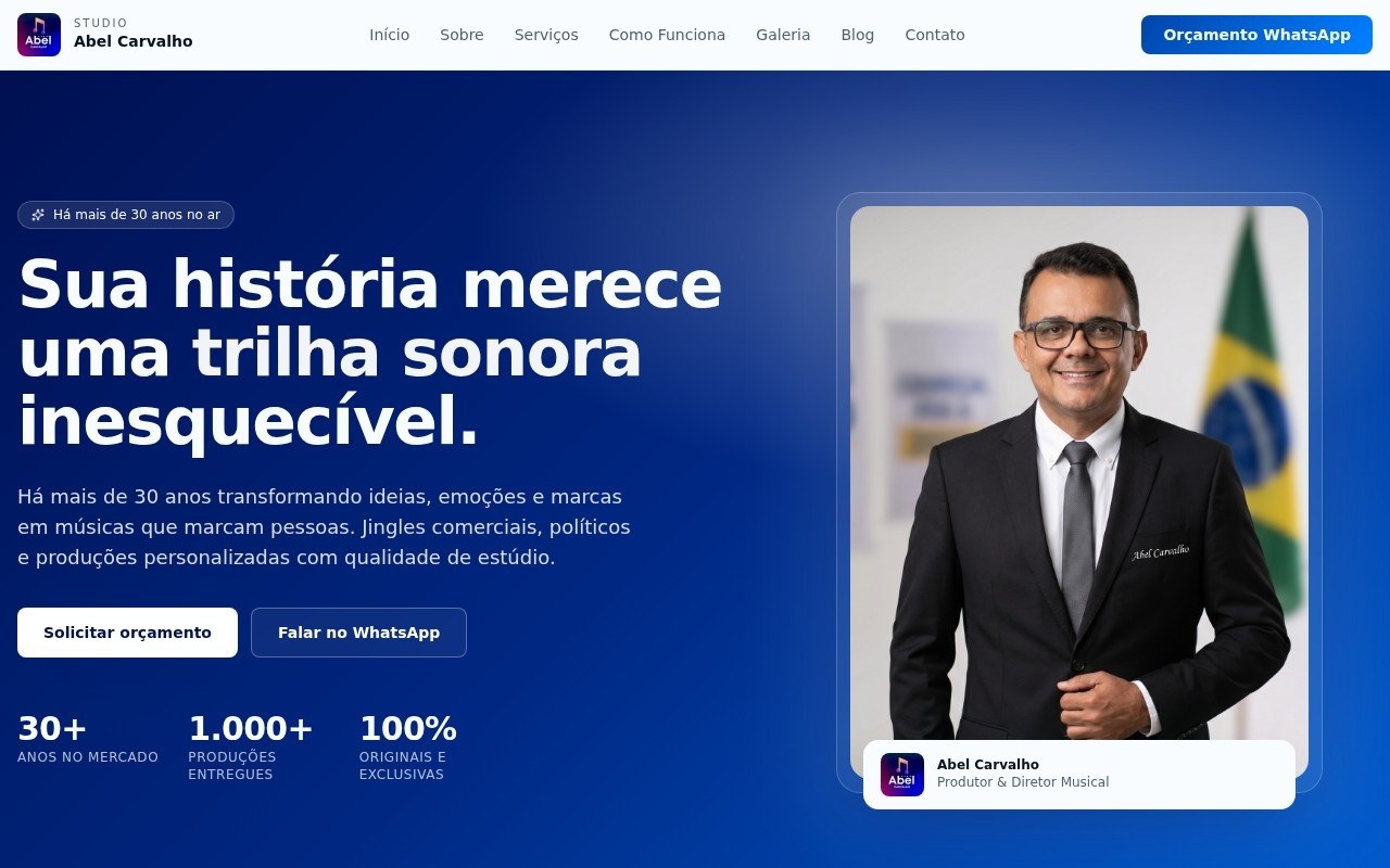 Preview do site Studio Abel Carvalho — projeto entregue pela AtivaSite