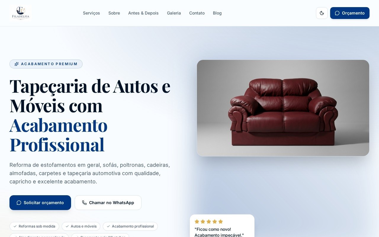 Preview do site Tapeçaria Filadélfia — projeto entregue pela AtivaSite