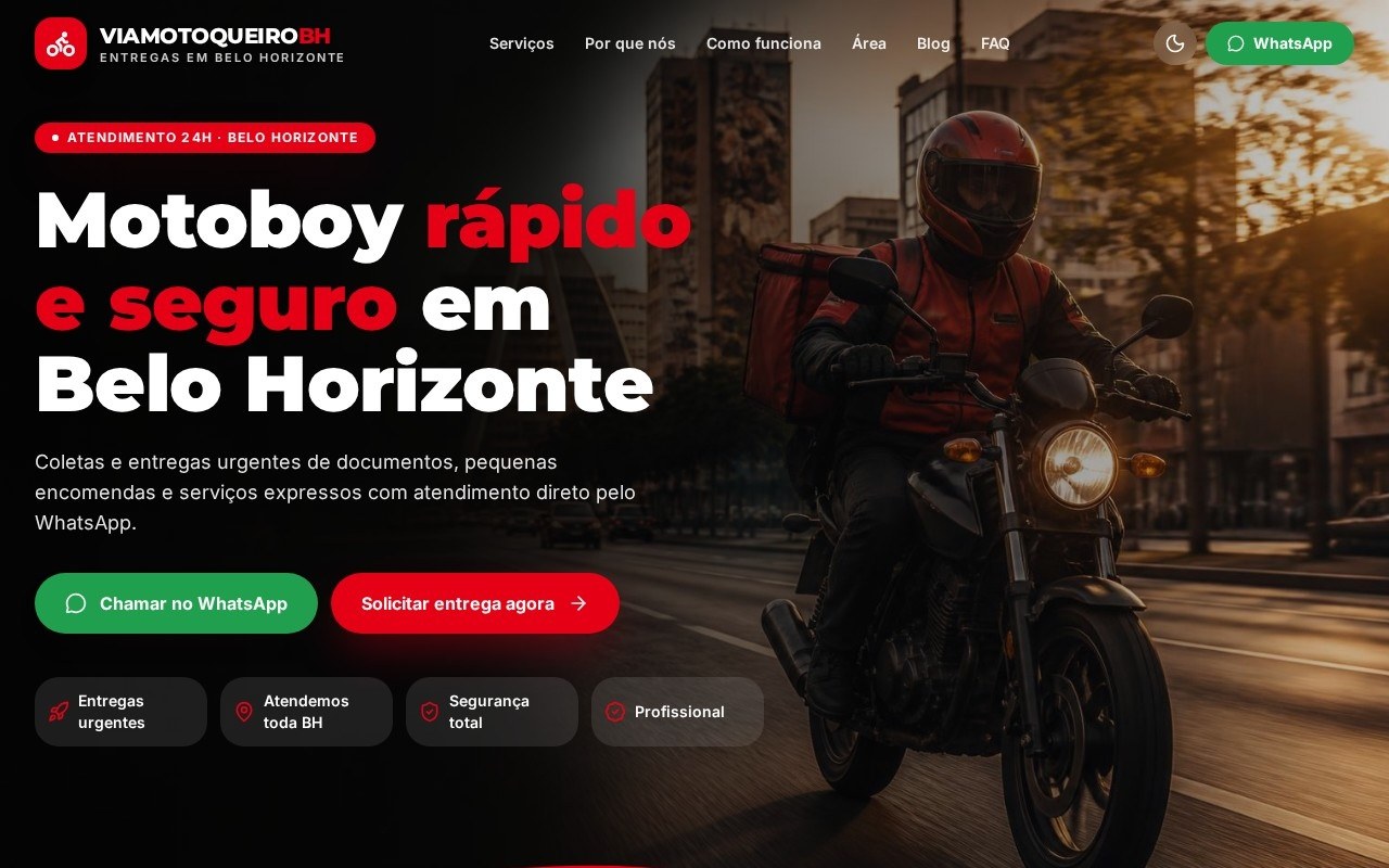 Preview do site Via Motoqueiro — projeto entregue pela AtivaSite