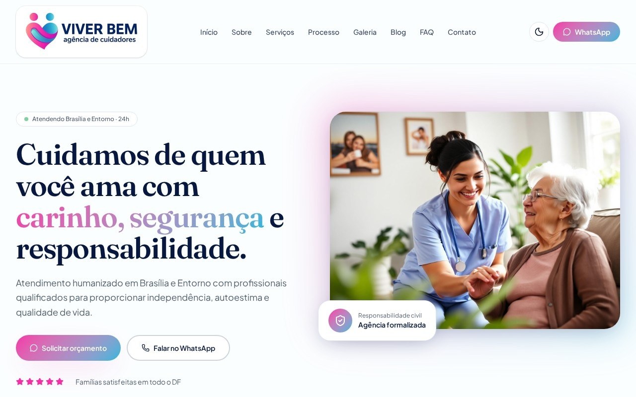 Preview do site Viver Bem Cuidadores — projeto entregue pela AtivaSite
