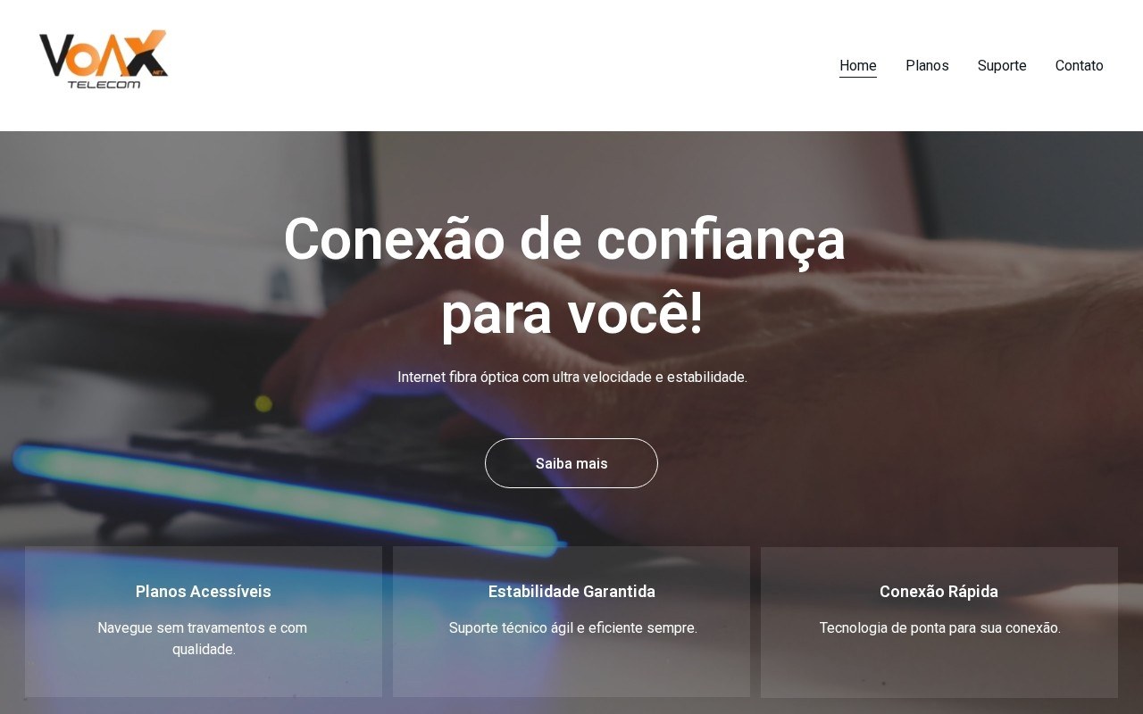 Preview do site Voax Telecom — projeto entregue pela AtivaSite