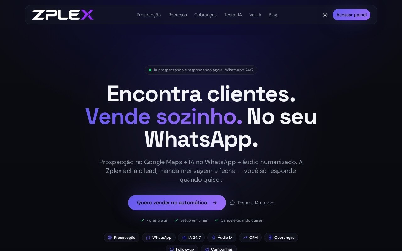 Preview do site Zplex — projeto entregue pela AtivaSite